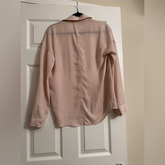 Frenchi Baby Pink Button Down Blouse Size S - Picture 2 of 3